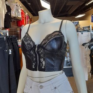 Faux leather crop top